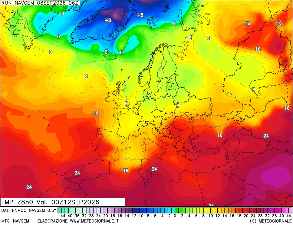 mappa Temperatura a 850 hPa