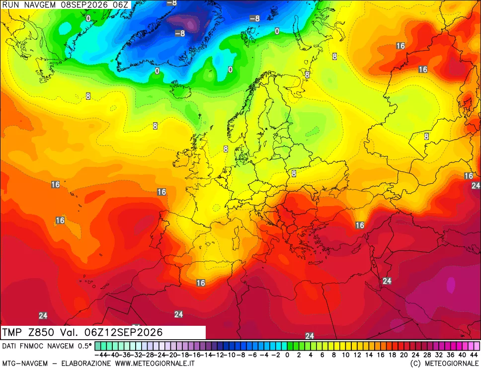 mappa Temperatura a 850 hPa