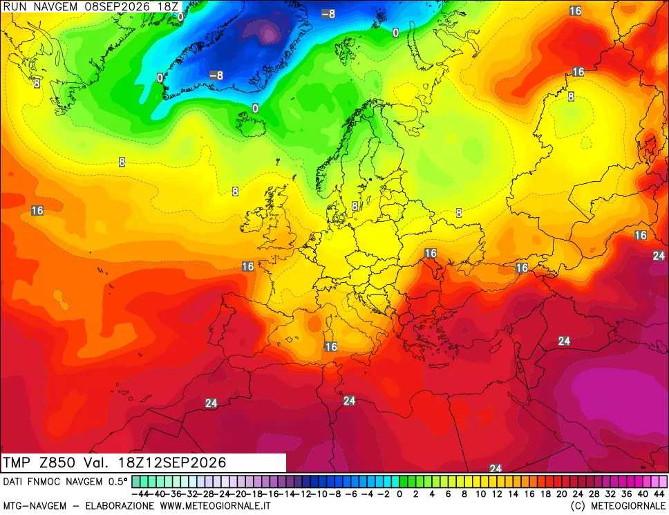 mappa Temperatura a 850 hPa