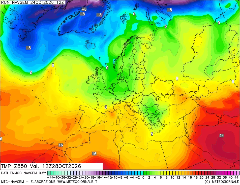 mappa Temperatura a 850 hPa