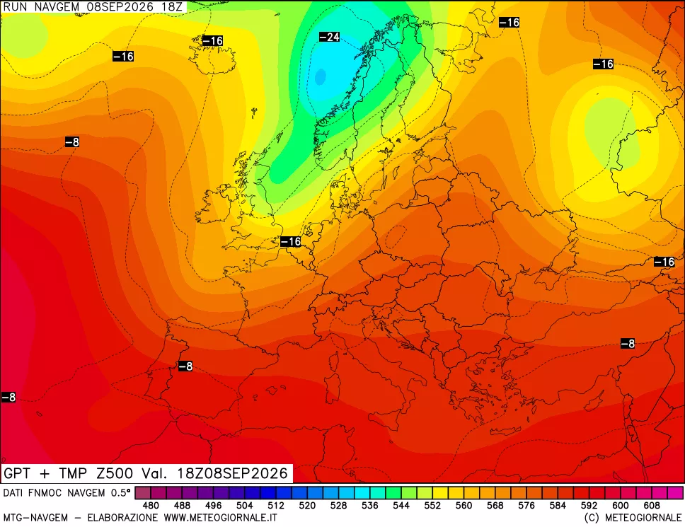 mappa Geopotenziali e Temperatura a 500 hPa