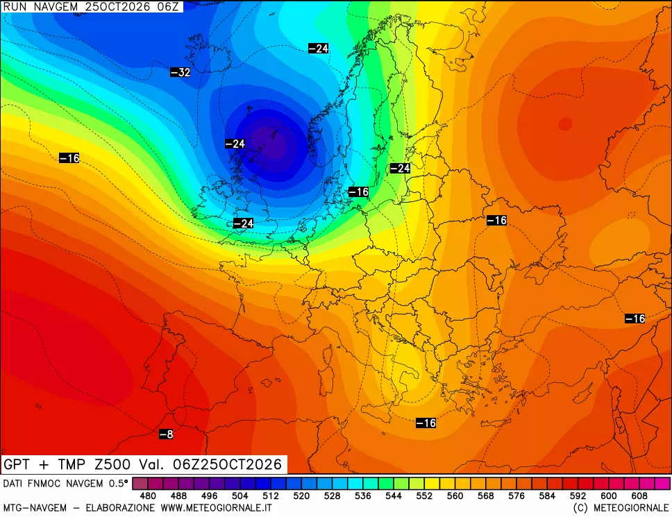 mappa Geopotenziali e Temperatura a 500 hPa