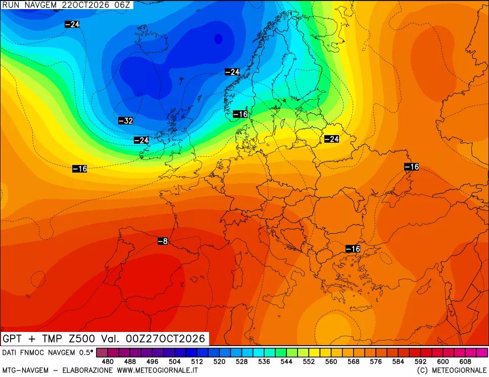 mappa Geopotenziali e Temperatura a 500 hPa