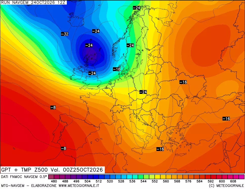 mappa Geopotenziali e Temperatura a 500 hPa