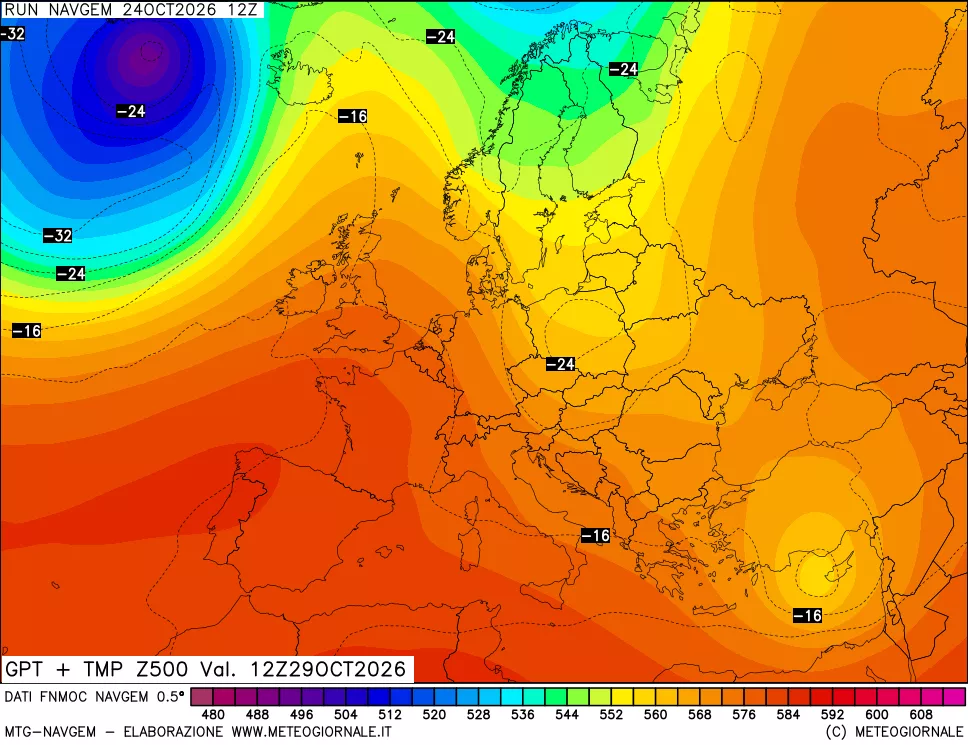 mappa Geopotenziali e Temperatura a 500 hPa