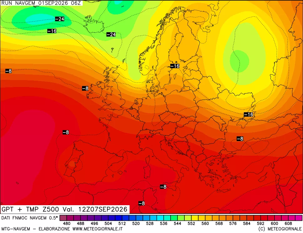 mappa Geopotenziali e Temperatura a 500 hPa