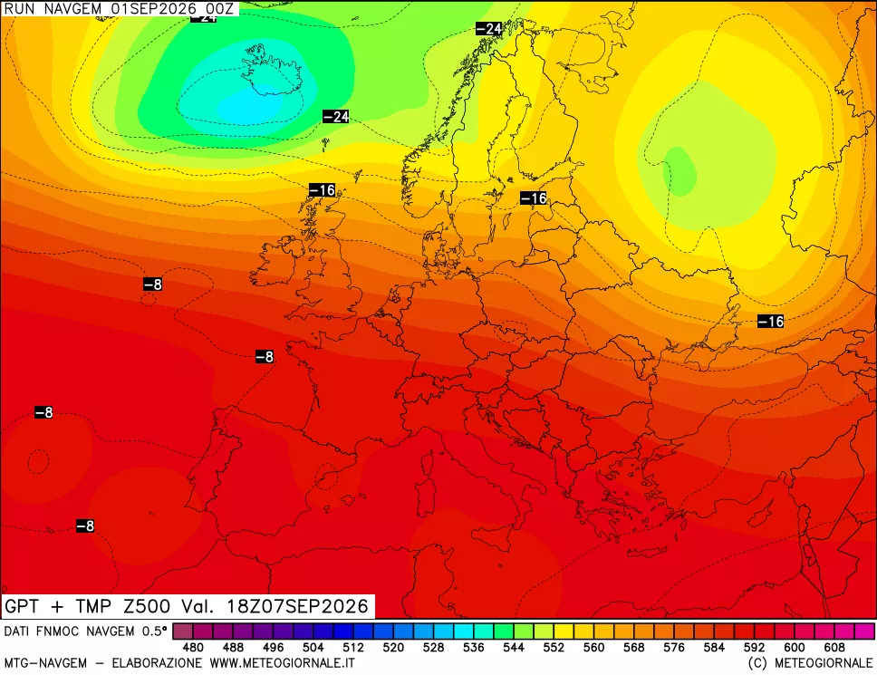 mappa Geopotenziali e Temperatura a 500 hPa