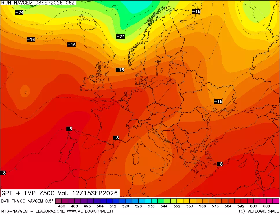 mappa Geopotenziali e Temperatura a 500 hPa