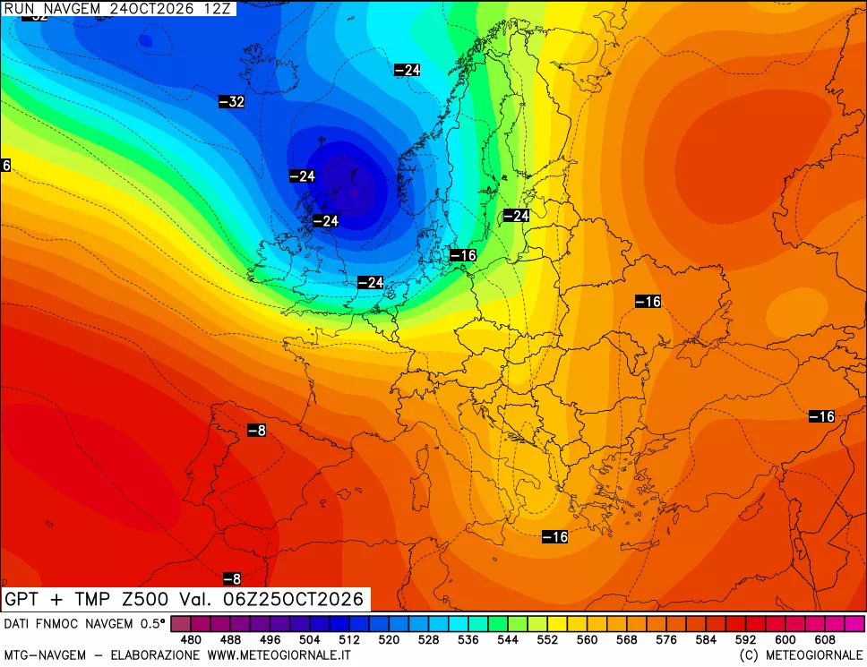 mappa Geopotenziali e Temperatura a 500 hPa
