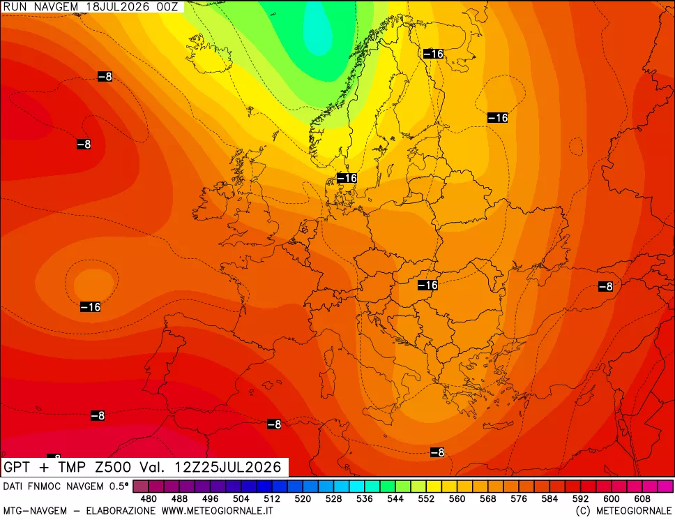 mappa Geopotenziali e Temperatura a 500 hPa