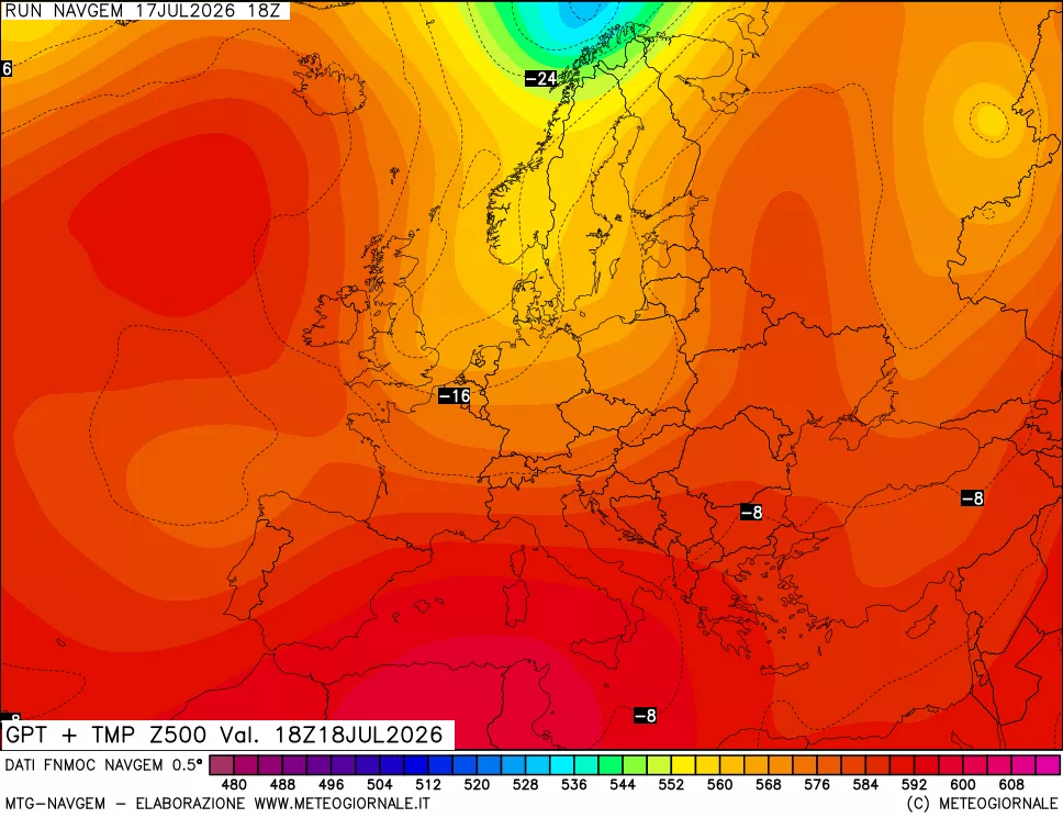 mappa Geopotenziali e Temperatura a 500 hPa