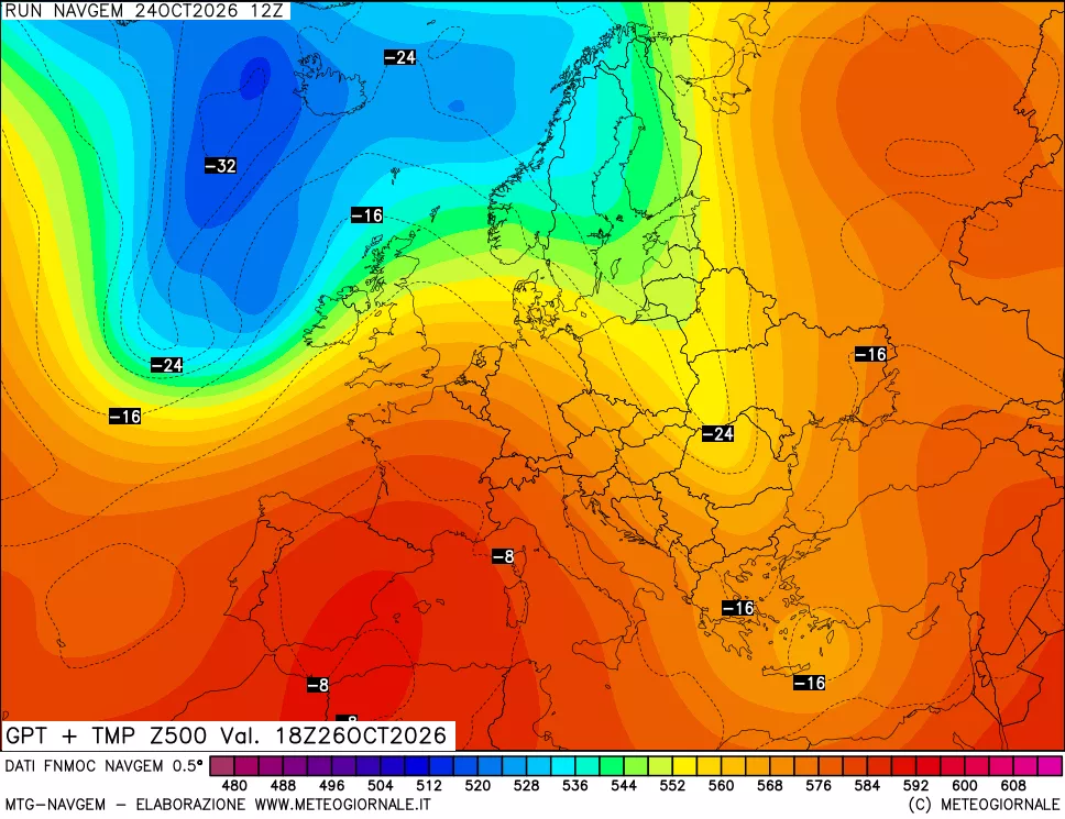 mappa Geopotenziali e Temperatura a 500 hPa