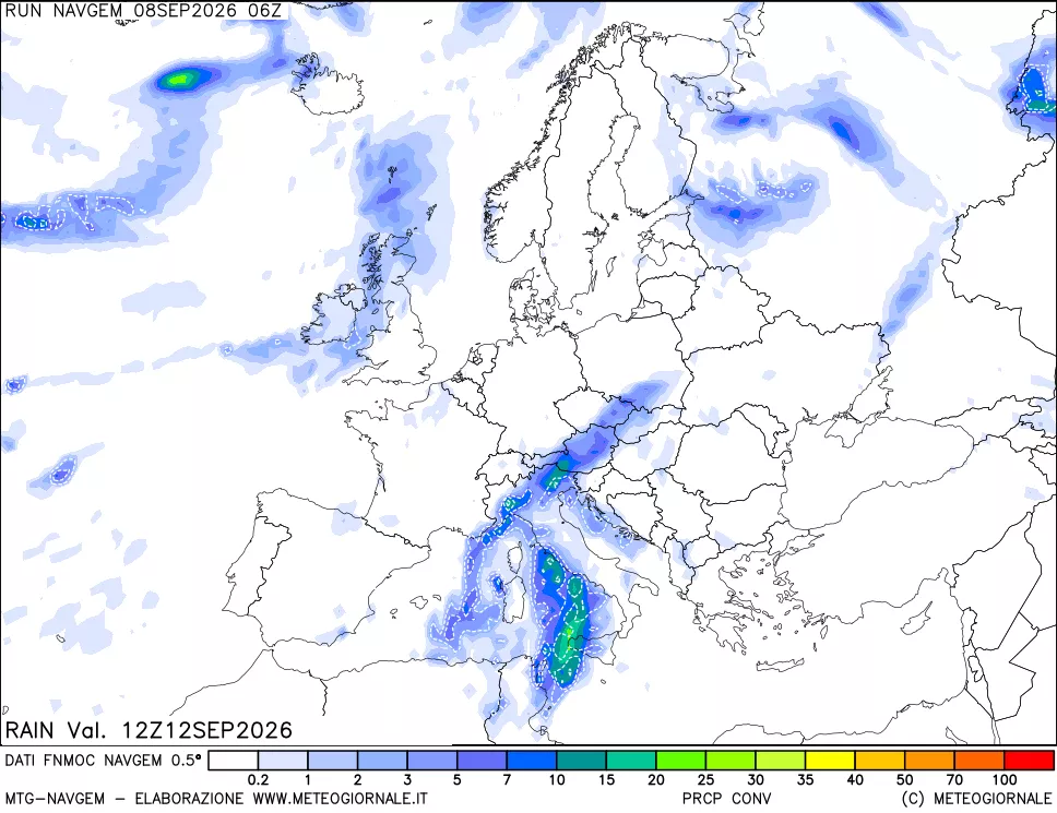 mappa Precipitazioni Totali