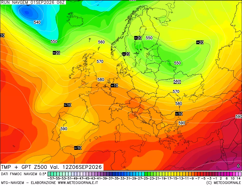 mappa Temperatura e Geopotenziali a 500 hPa