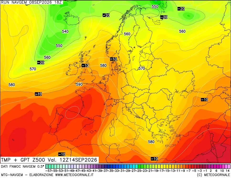 mappa Temperatura e Geopotenziali a 500 hPa