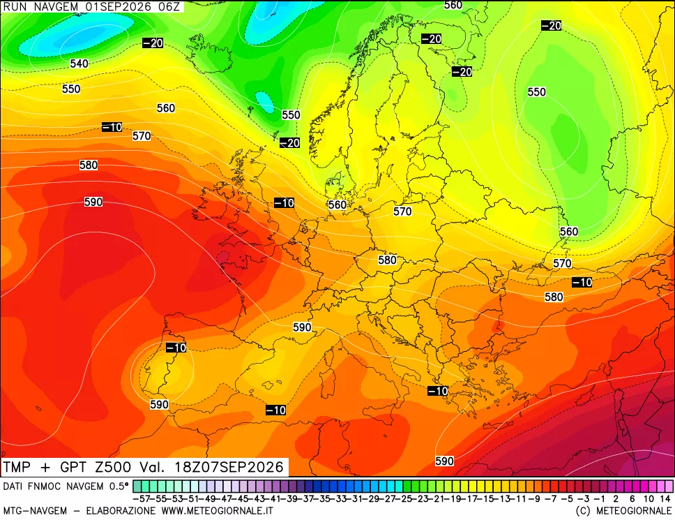 mappa Temperatura e Geopotenziali a 500 hPa
