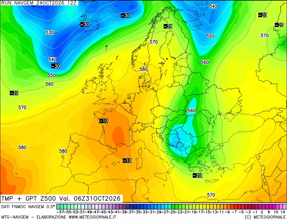 mappa Temperatura e Geopotenziali a 500 hPa