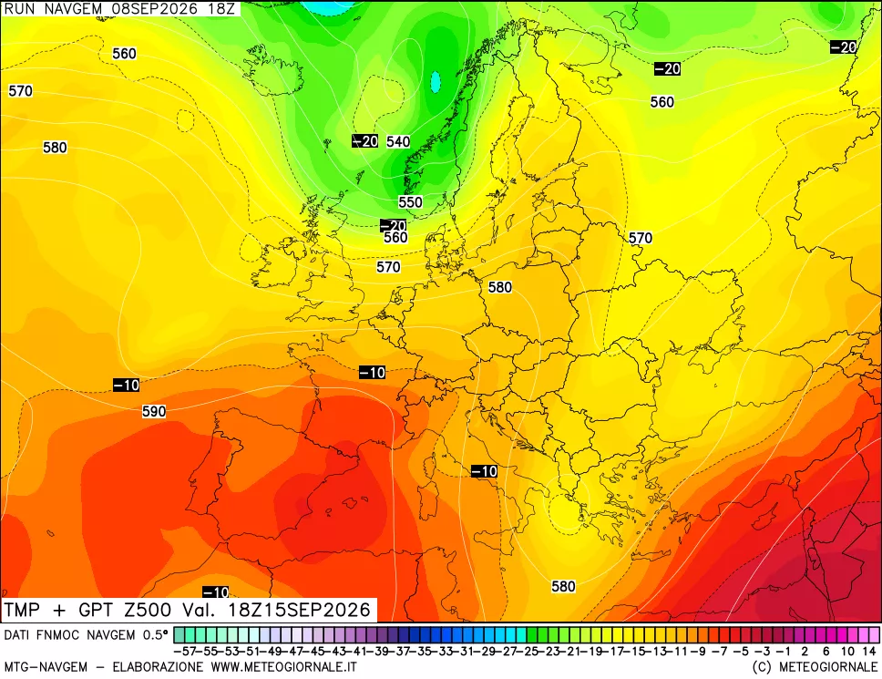 mappa Temperatura e Geopotenziali a 500 hPa