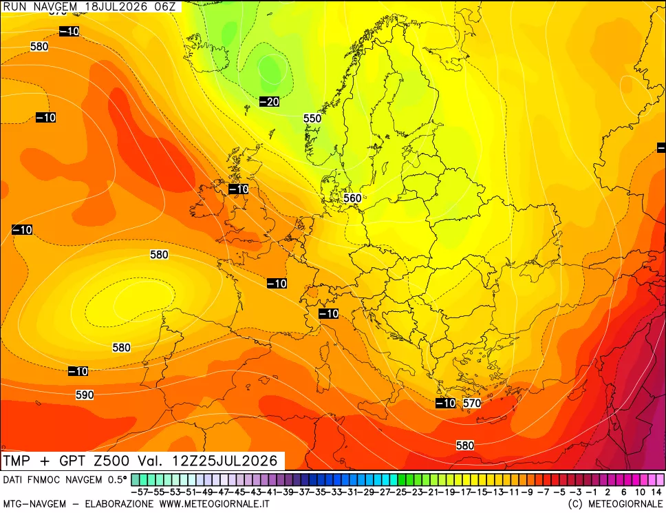 mappa Temperatura e Geopotenziali a 500 hPa