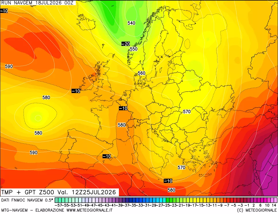 mappa Temperatura e Geopotenziali a 500 hPa