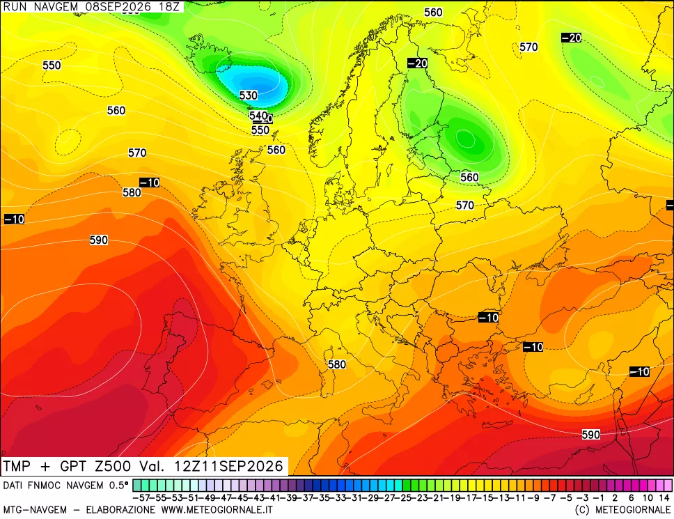 mappa Temperatura e Geopotenziali a 500 hPa