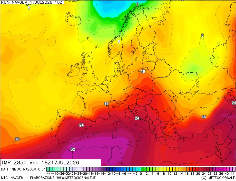 mappa Temperatura a 850 hPa