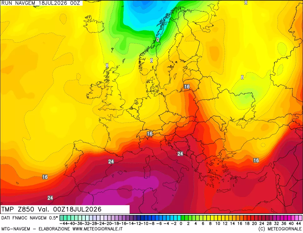 mappa Temperatura a 850 hPa
