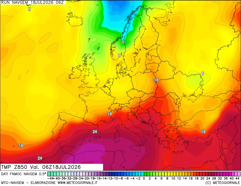 mappa Temperatura a 850 hPa