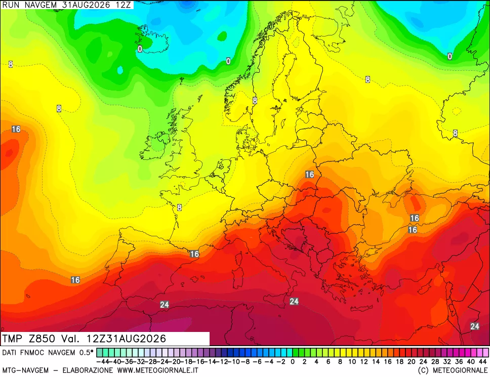 mappa Temperatura a 850 hPa