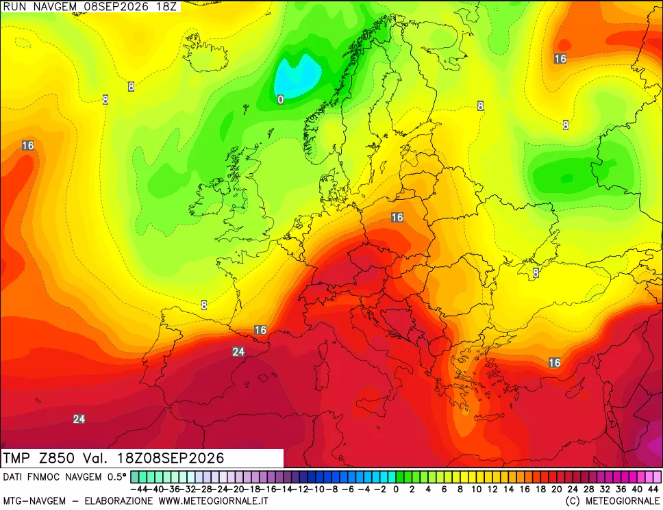 mappa Temperatura a 850 hPa