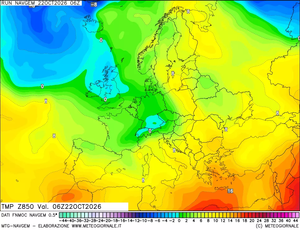 mappa Temperatura a 850 hPa