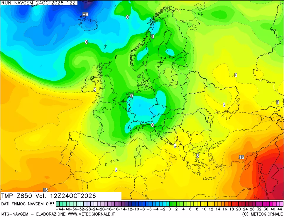 mappa Temperatura a 850 hPa