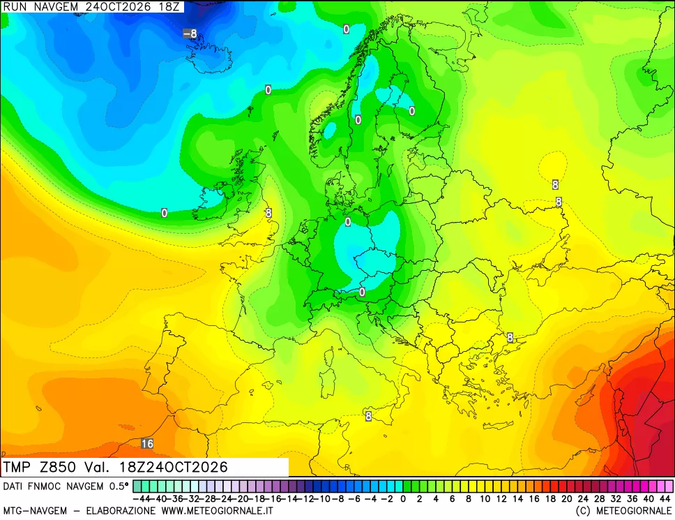 mappa Temperatura a 850 hPa