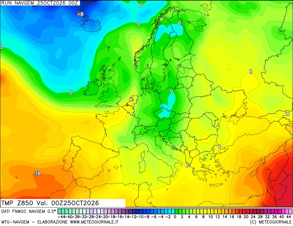 mappa Temperatura a 850 hPa