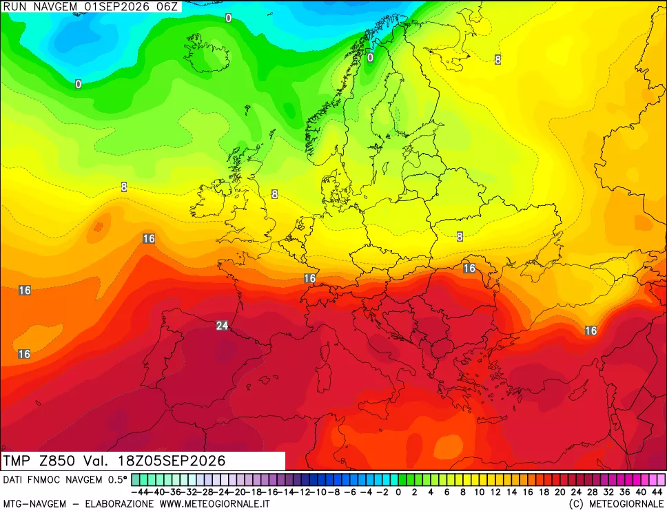mappa Temperatura a 850 hPa