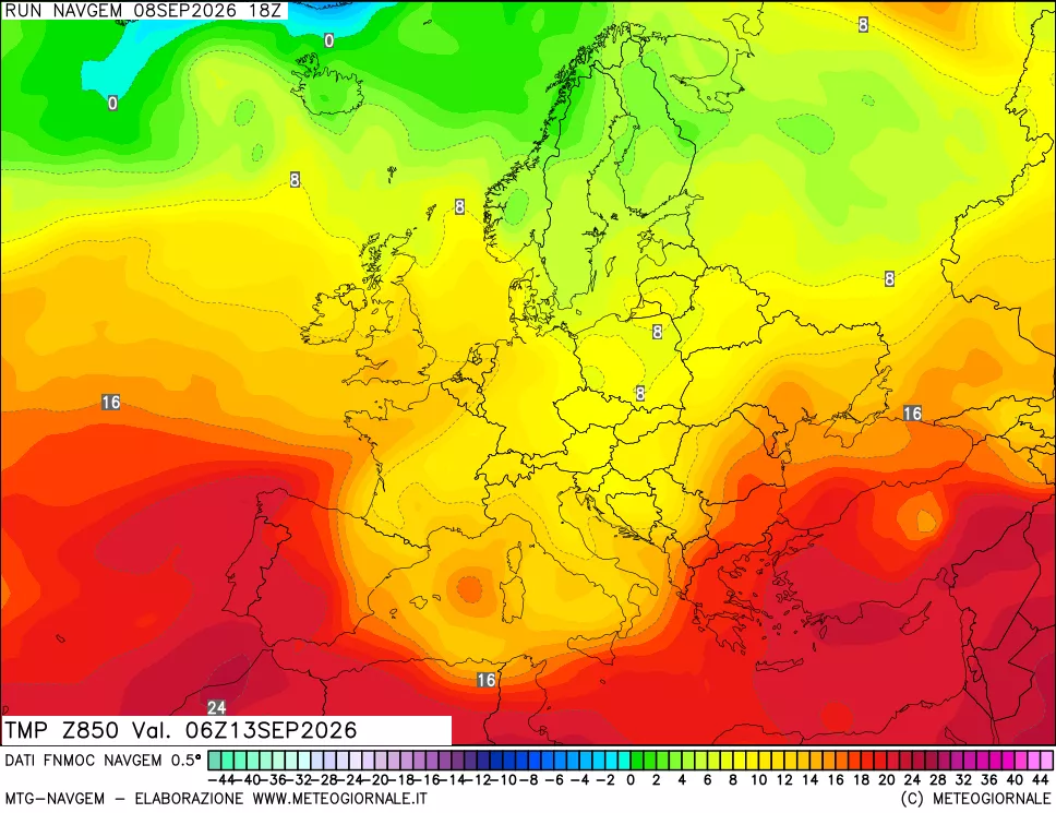 mappa Temperatura a 850 hPa
