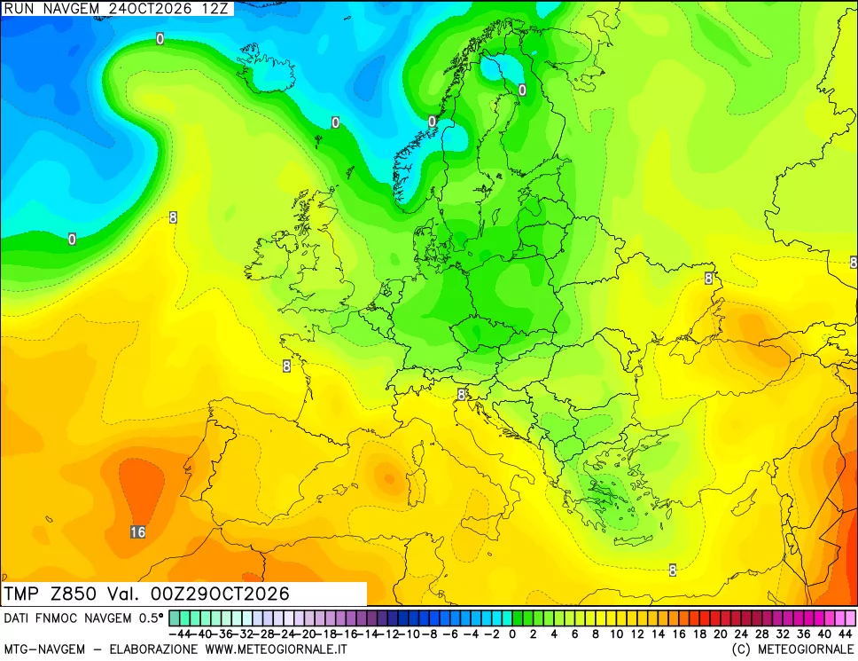 mappa Temperatura a 850 hPa