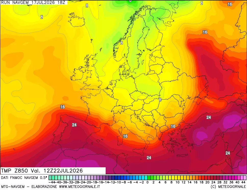 mappa Temperatura a 850 hPa