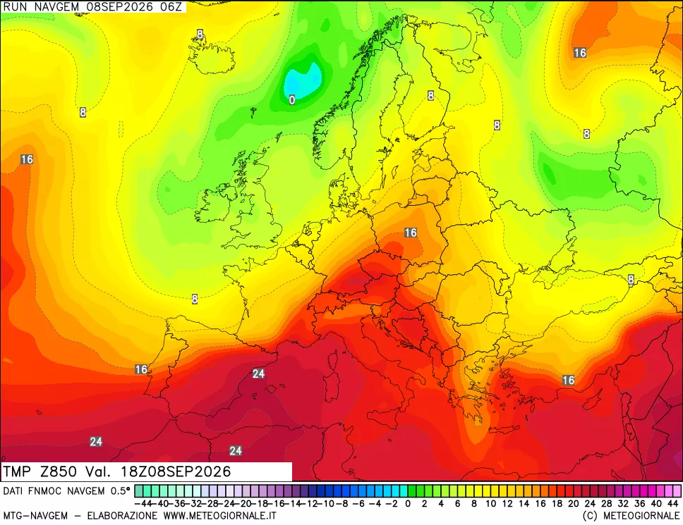 mappa Temperatura a 850 hPa