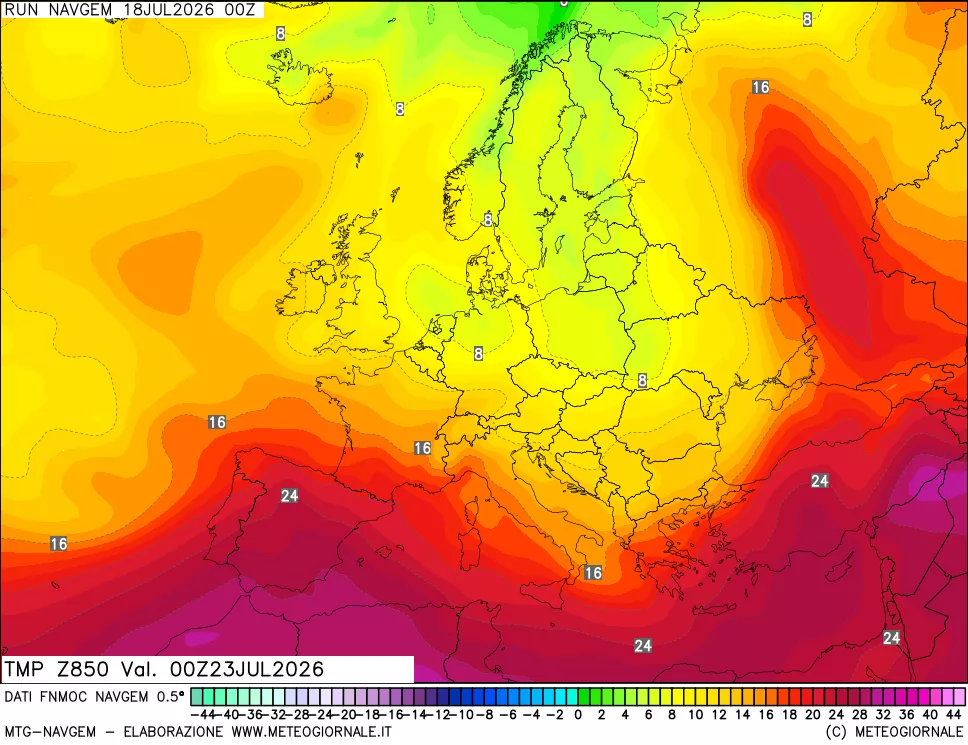 mappa Temperatura a 850 hPa