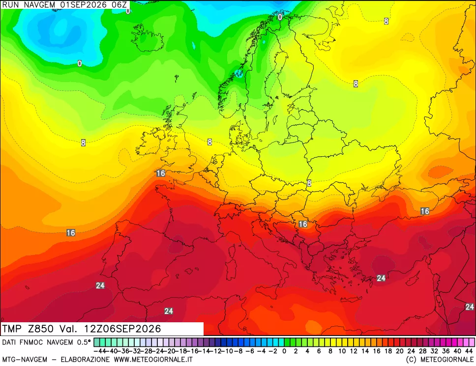mappa Temperatura a 850 hPa