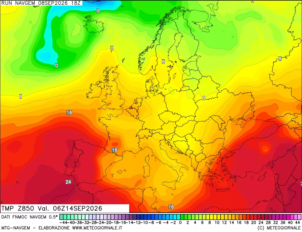 mappa Temperatura a 850 hPa