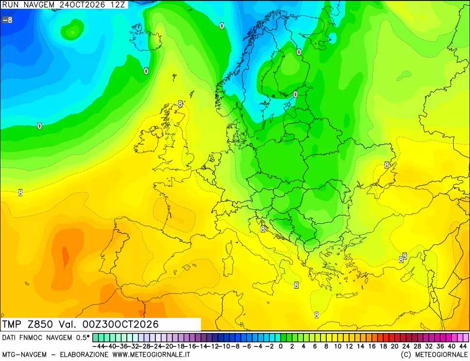 mappa Temperatura a 850 hPa