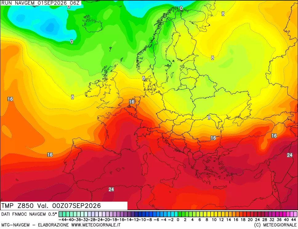 mappa Temperatura a 850 hPa