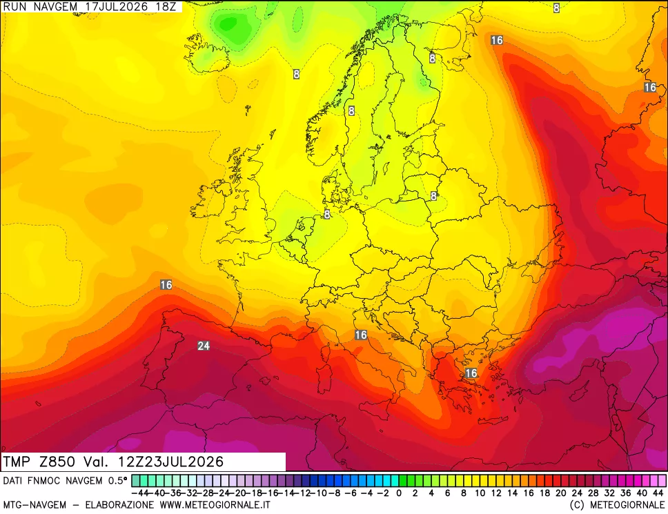 mappa Temperatura a 850 hPa