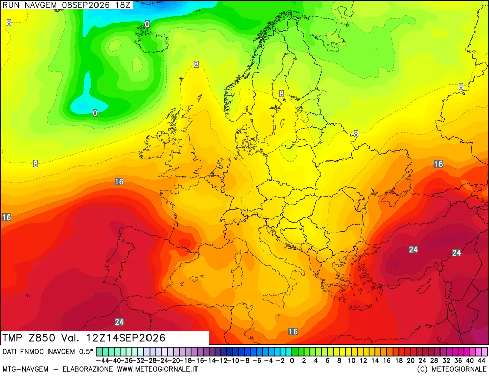 mappa Temperatura a 850 hPa