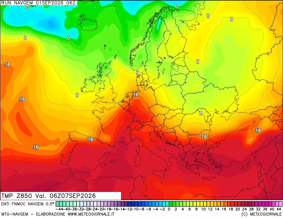 mappa Temperatura a 850 hPa