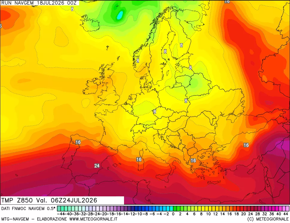 mappa Temperatura a 850 hPa