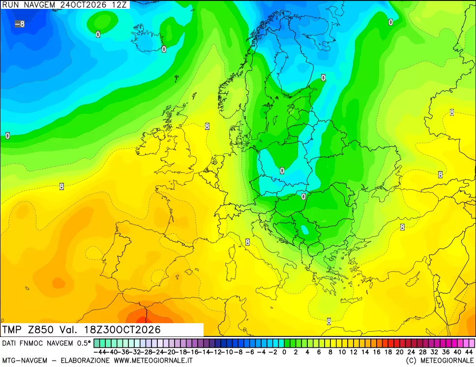 mappa Temperatura a 850 hPa