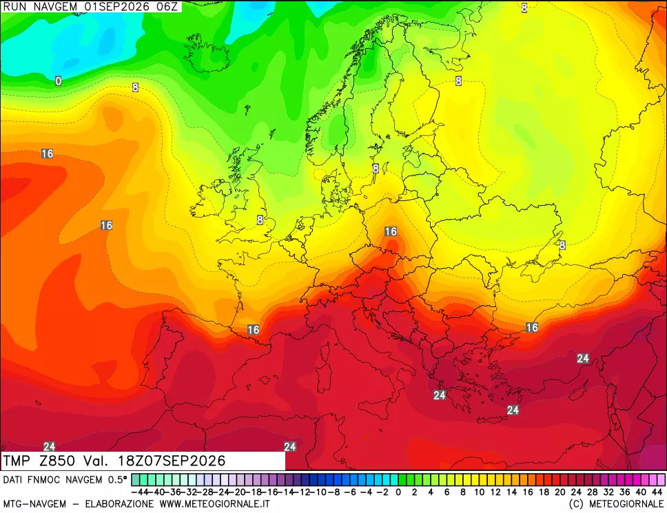 mappa Temperatura a 850 hPa